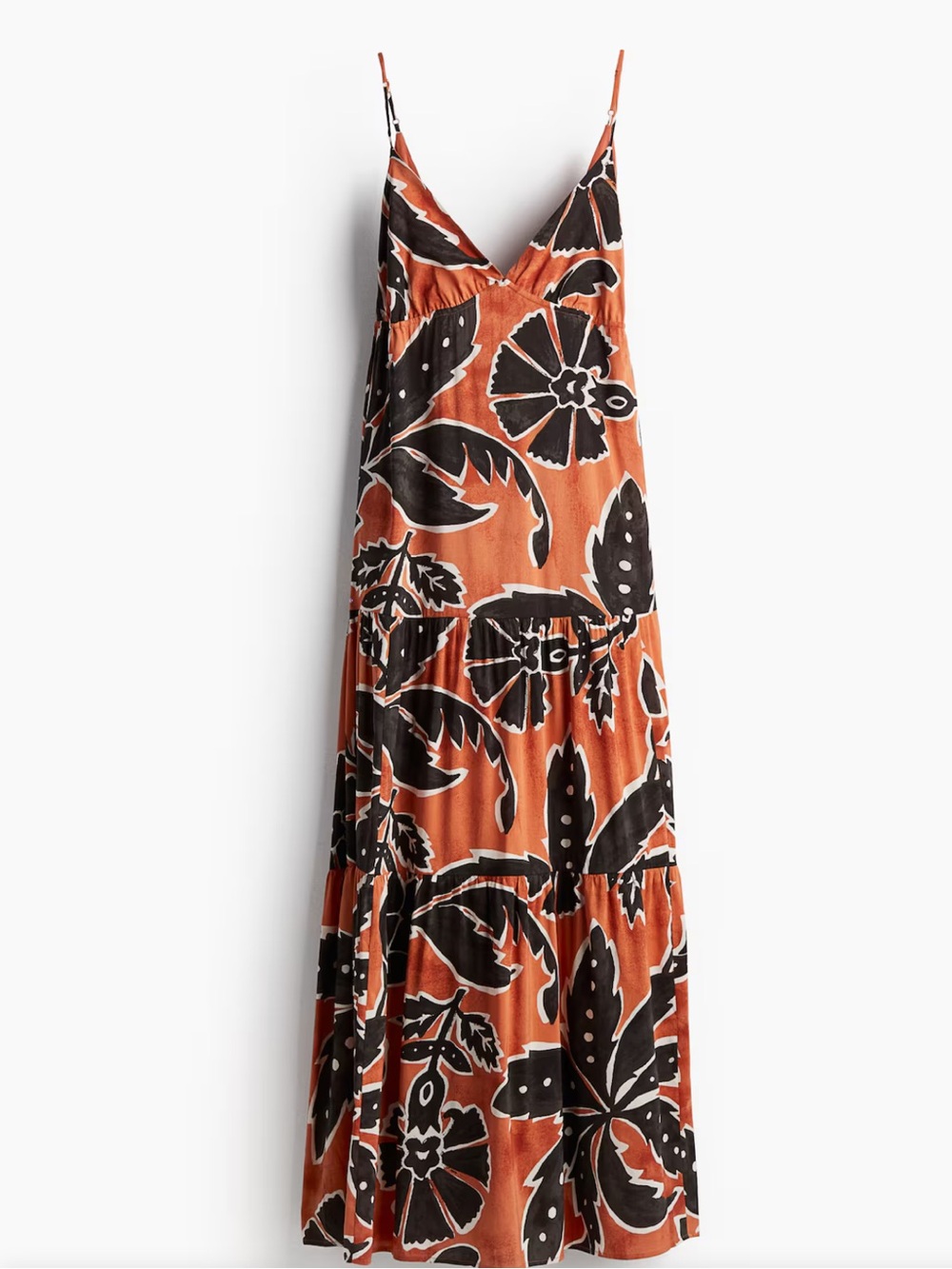 Beautiful Floral Maxi Dress with Black & Cream Print